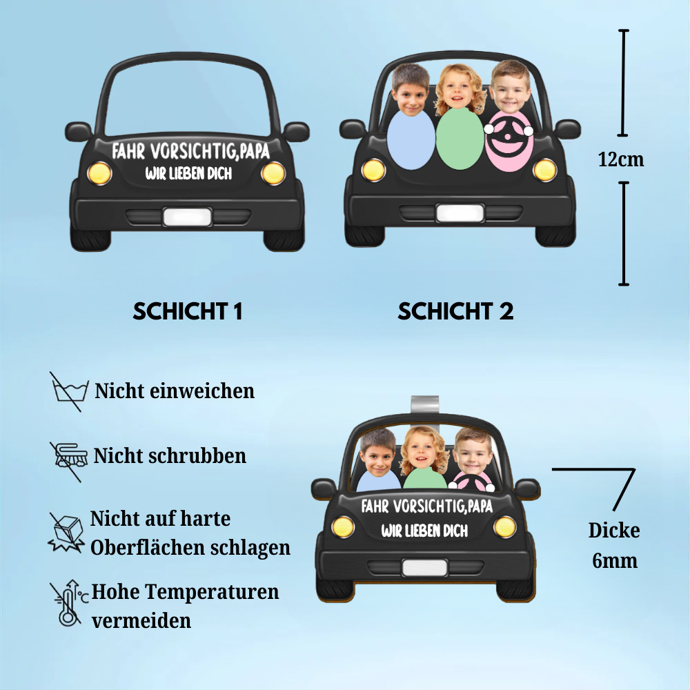 Personalisiertes Sonnenblendenclip mit 1-3 Personen Geschenke für Familie
