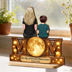 "Der Tag als du meine Mama wurdest" MOM-Personalisierter Holzaufsteller mit Mondphase Geschenk für Mama