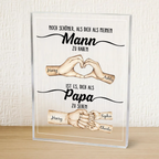 Acrylplakette mit Händen und Fauststoß für Papa Geschenk für Mann zum Vatertag