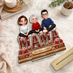 Personalisierter Holzaufsteller mit Mama und Kinder Geschenk für Oma und Mama