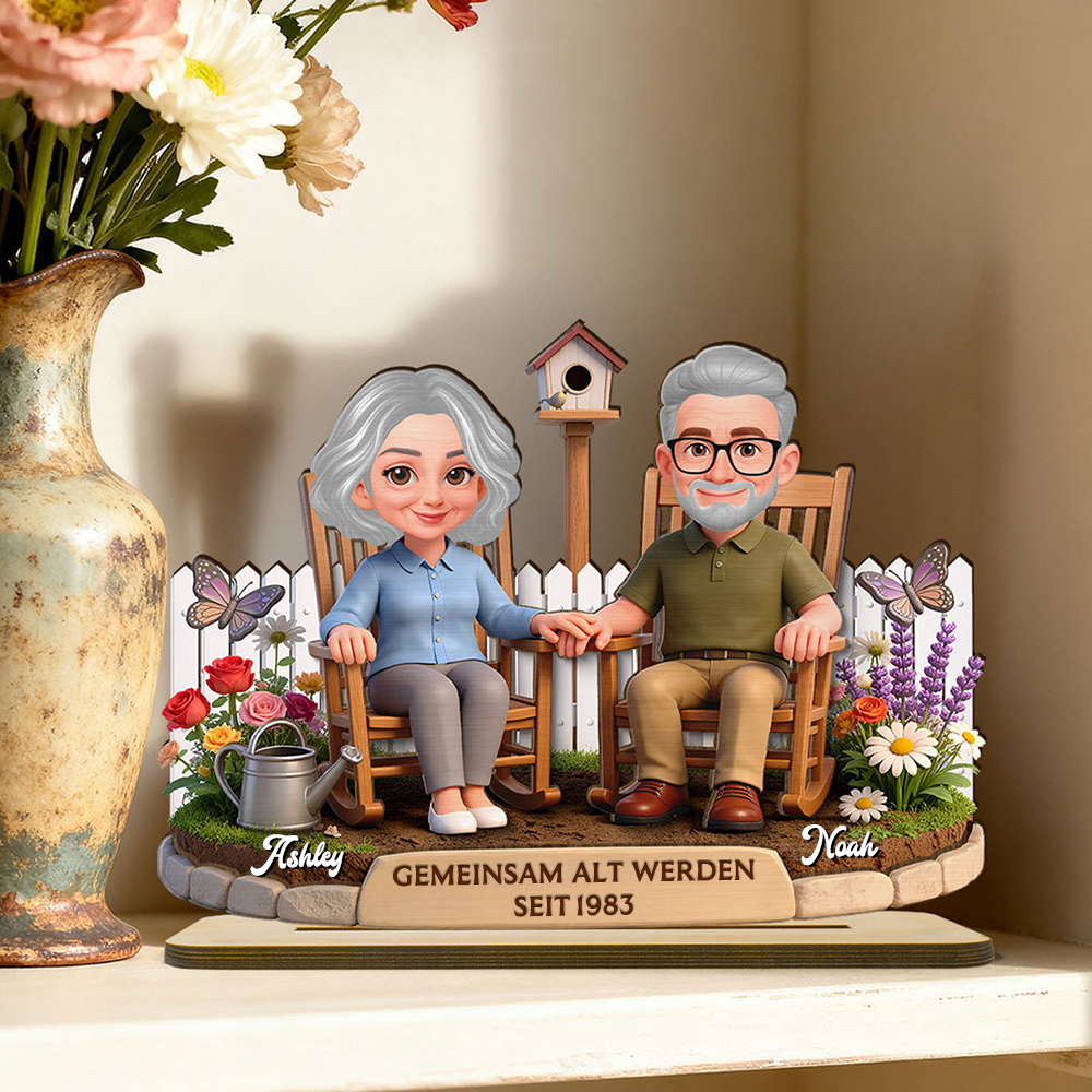 Gemeinsam Alt Werden seit.... Personalisierter Holzaufsteller mit Paar Jahrestagsgeschenk