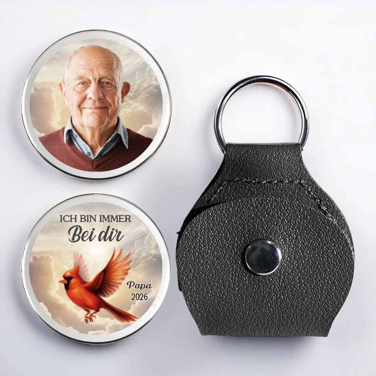Ich bin immer bei dir- Pocket Hug mit Foto Taschenumarmung zur Trauer Münze mit Foto