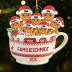 Personalisierter Acryl-Weihnachtsanhänger – Lebkuchenfamilie mit Namen