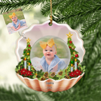 Baby Foto Muschel-Kristallkugel Weihnachtsschmuck mit Name Acylschmuck