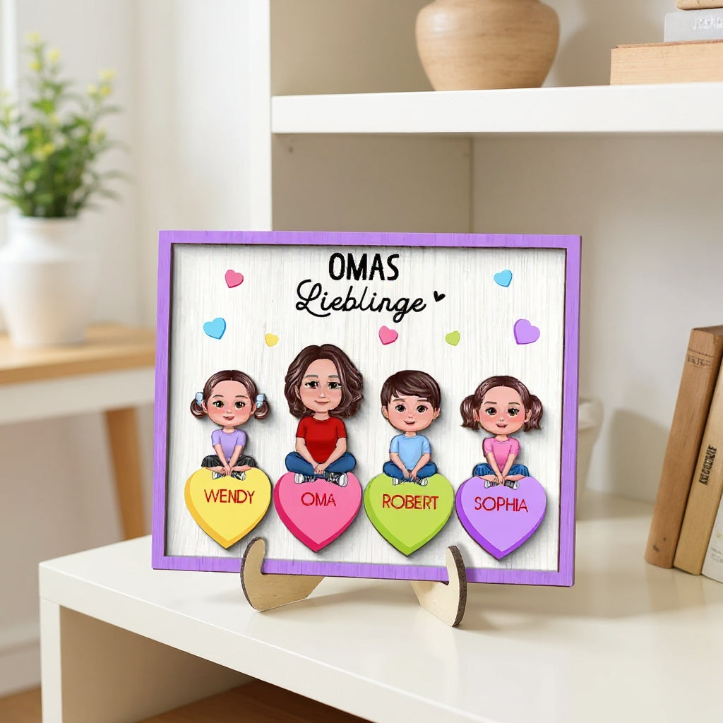 Omas Lieblinge-Personalisierte Holzplakette Oma/Mama mit Kinder
