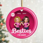 Keramikornament mit 2-6 Frauen personalisiert Christbaumschmuck für Schwester und beste Freundinnen
