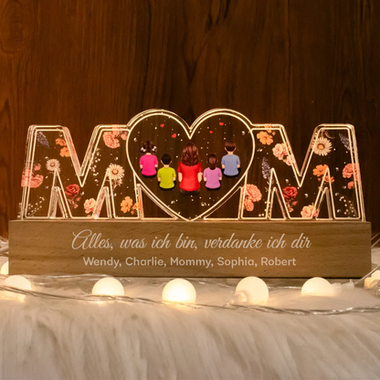 Personalisiertes MOM-Nachtlicht mit 1-8 Personen Geschenke für Mama