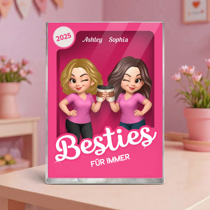 Personalisierter Acrylblock (flach) mit 2-6 Frauen Geschenk für Beste Freundin und Schwester