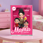 Frau und Kinder-Personalisierter Acrylblock mit eine Frau und 1-5 Kinder Geschenk für Mama und Oma
