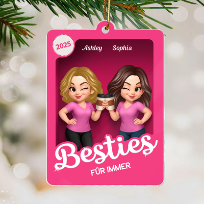 Christbaumanhänger mit 2-6 Frauen personalisiert Geschenk für Freundin und Schwester