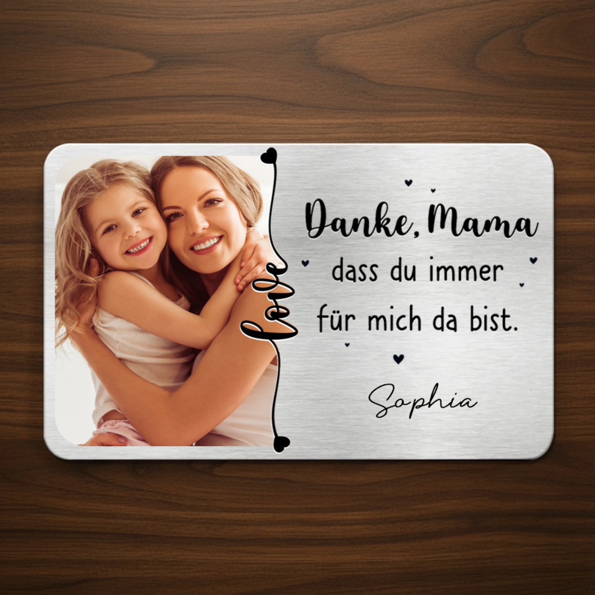 "Danke Papa, Danke Mama" Geldbörsen-Karte mit Foto Wallet Card personalisiert
