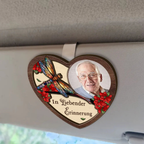 Personalisiertes Sonnenblendenclip mit Foto Herzform Trauersgeschenk