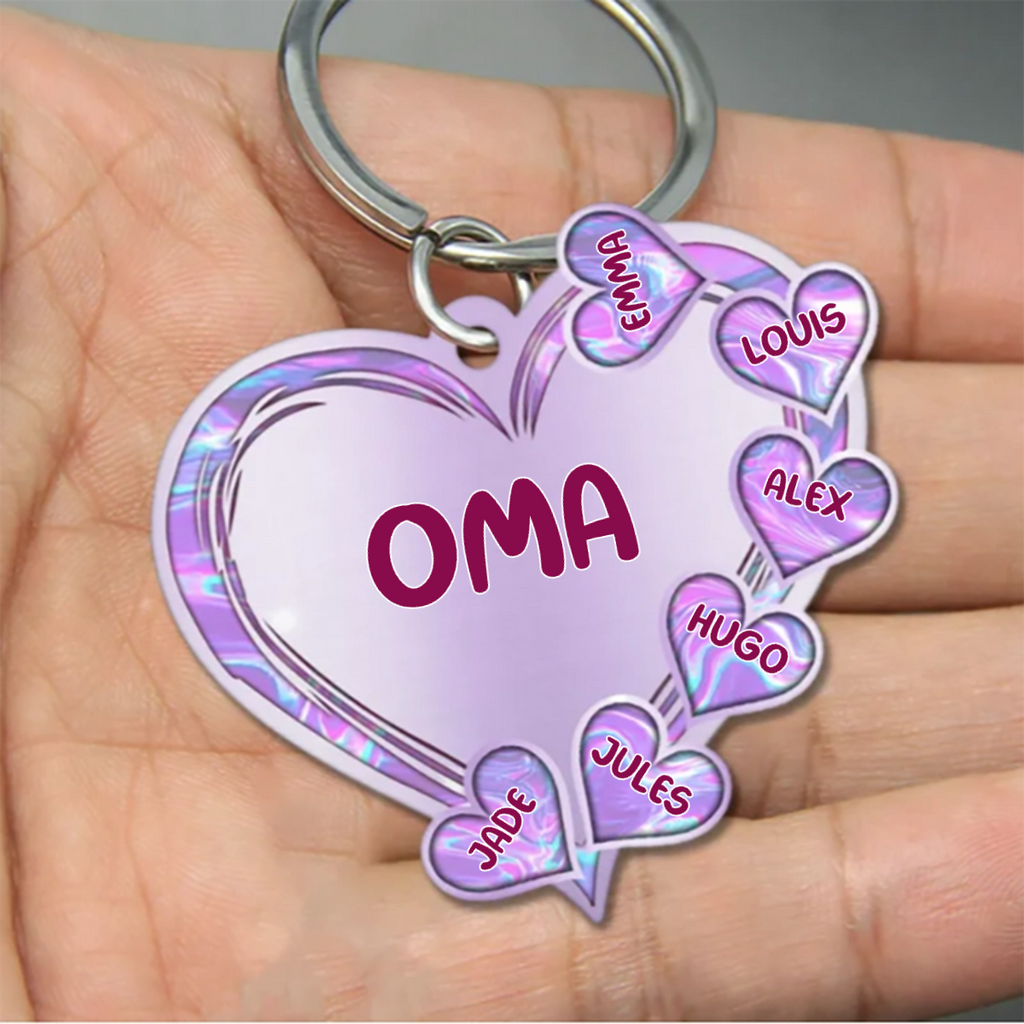 Herzen Personalisierte Schlüsselanhänger-Mama & Oma 2-11 Namen