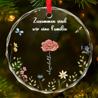Geburtsblumen und Sprüche-Glas Ornament für Freunde. Familie und Schwestern