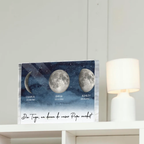 Personalisierter Acrylblock mit Mondphasen und Text Geschenk für Papa und Mama