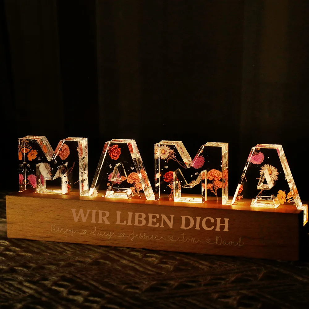 Personalisertes MAMA-Nachtlicht mit Geburtsblumen für Mama und Oma