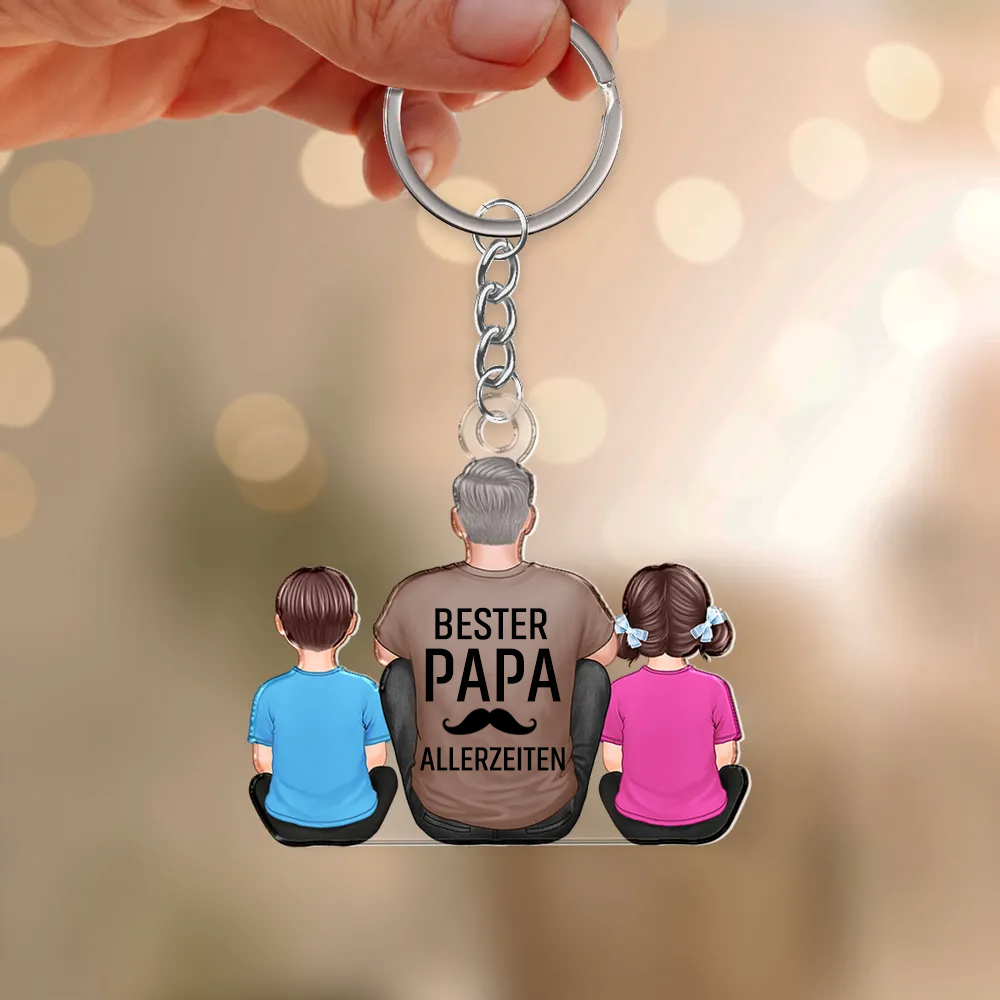 Bester Papa-Acryl Schlüsselanhänger Vater und Kinder Geschenke für Papa und Opa
