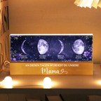 Lila Blumen - Personalisiertes LED-Nachtlicht mit Mondphasen und Text Geschenk für Mama und Oma