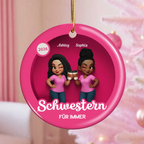 Keramikornament mit 2-6 Frauen personalisiert Christbaumschmuck für Schwester und beste Freundinnen