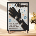 Personalisierte Holztafel mit Hände für Mama und Oma