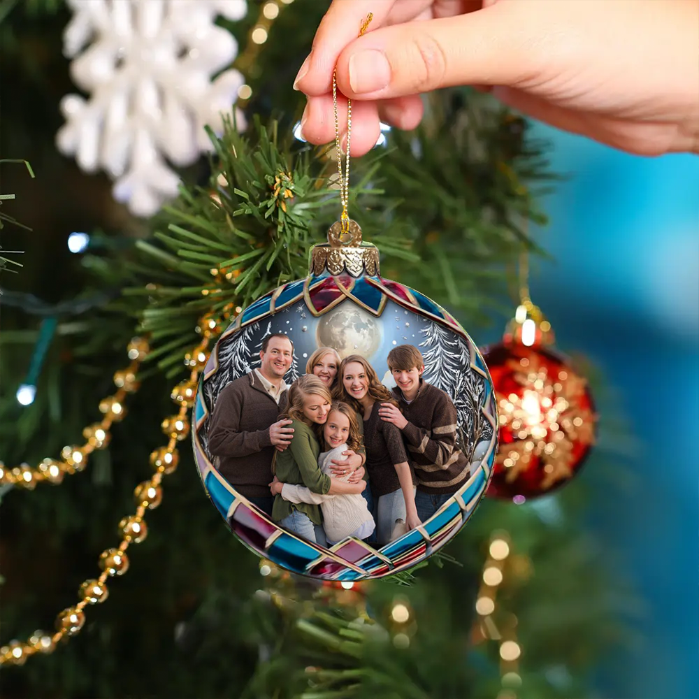 Personalisierter flacher Acryl-Weihnachtsanhänger mit Foto