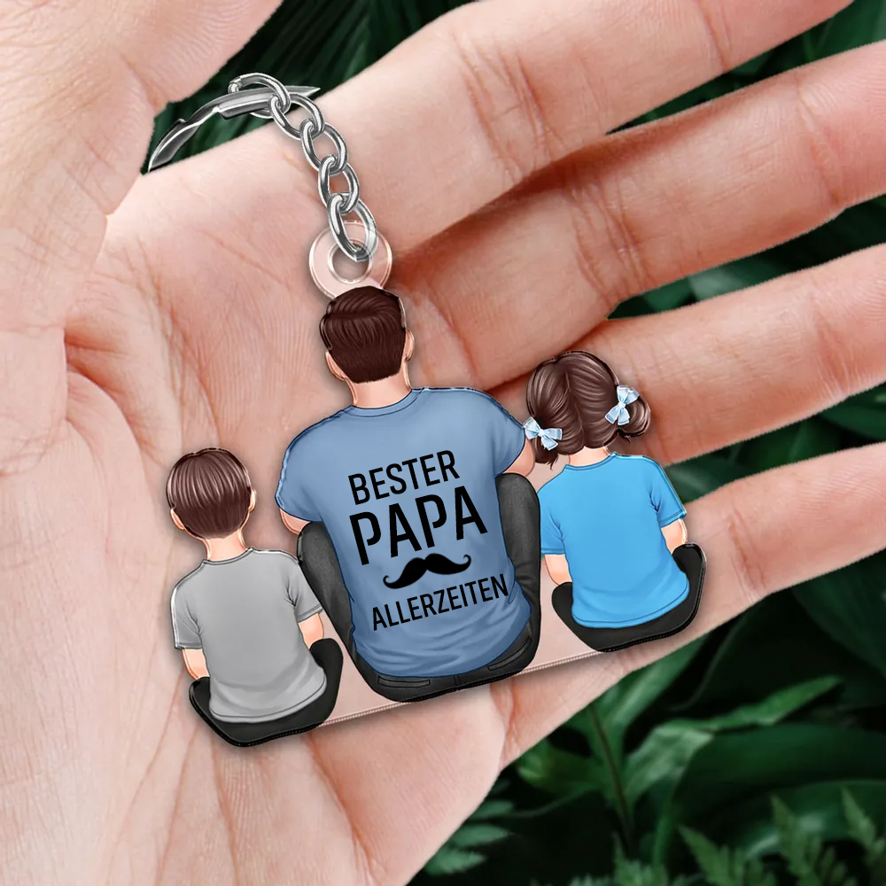 Bester Papa-Acryl Schlüsselanhänger Vater und Kinder Geschenke für Papa und Opa