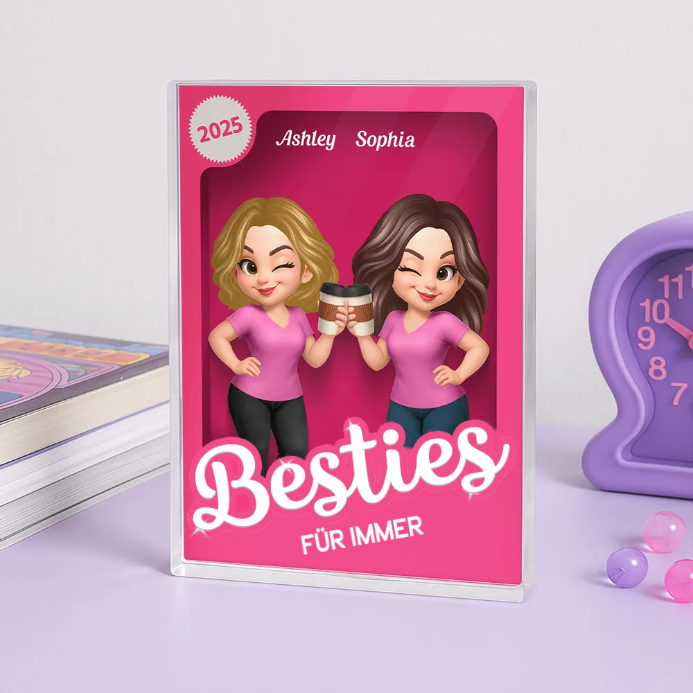 Personalisierter Acrylblock (flach) mit 2-6 Frauen Geschenk für Beste Freundin und Schwester