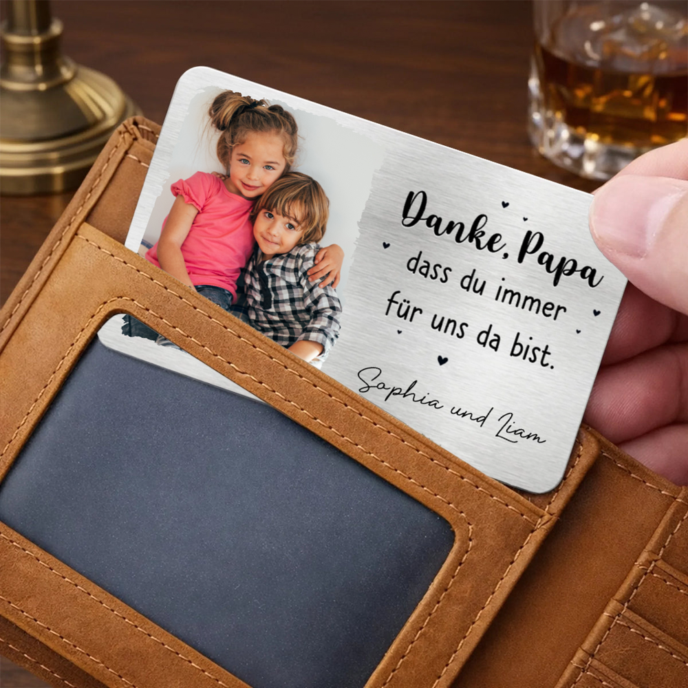 "Danke Papa, Danke Mama" Geldbörsen-Karte mit Foto Wallet Card personalisiert