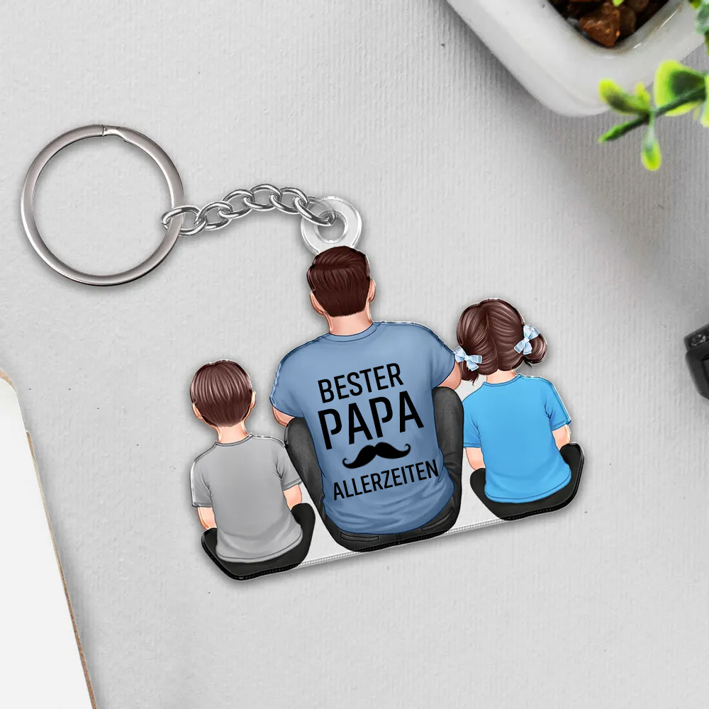 Bester Papa-Acryl Schlüsselanhänger Vater und Kinder Geschenke für Papa und Opa