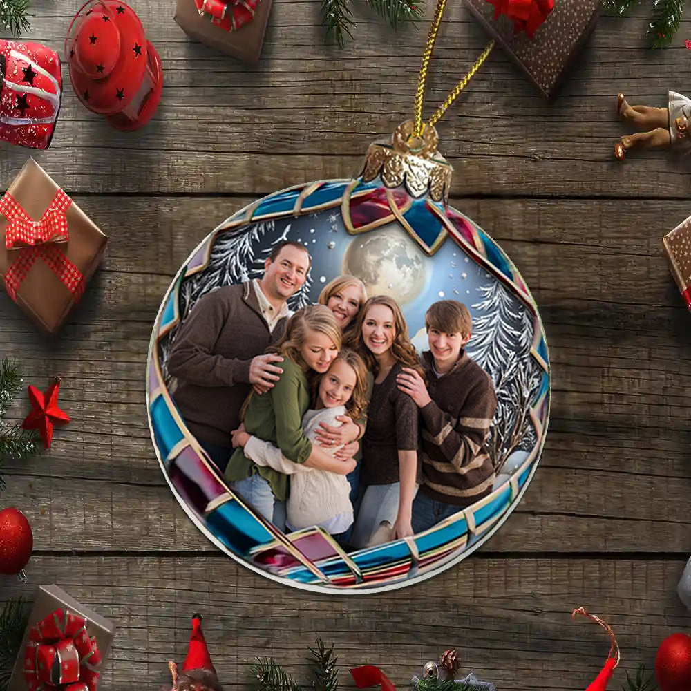 Personalisierter flacher Acryl-Weihnachtsanhänger mit Foto