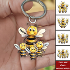 Bienen Familie- Acryl Schlüsselanhänger mit Beidseitigendruck für Mama und Oma