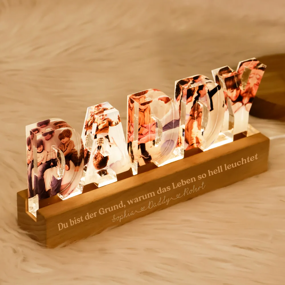 Personalisiertes DADDY-Nachtlicht mit Foto, Sprüche und Namen Geschenke für Papa