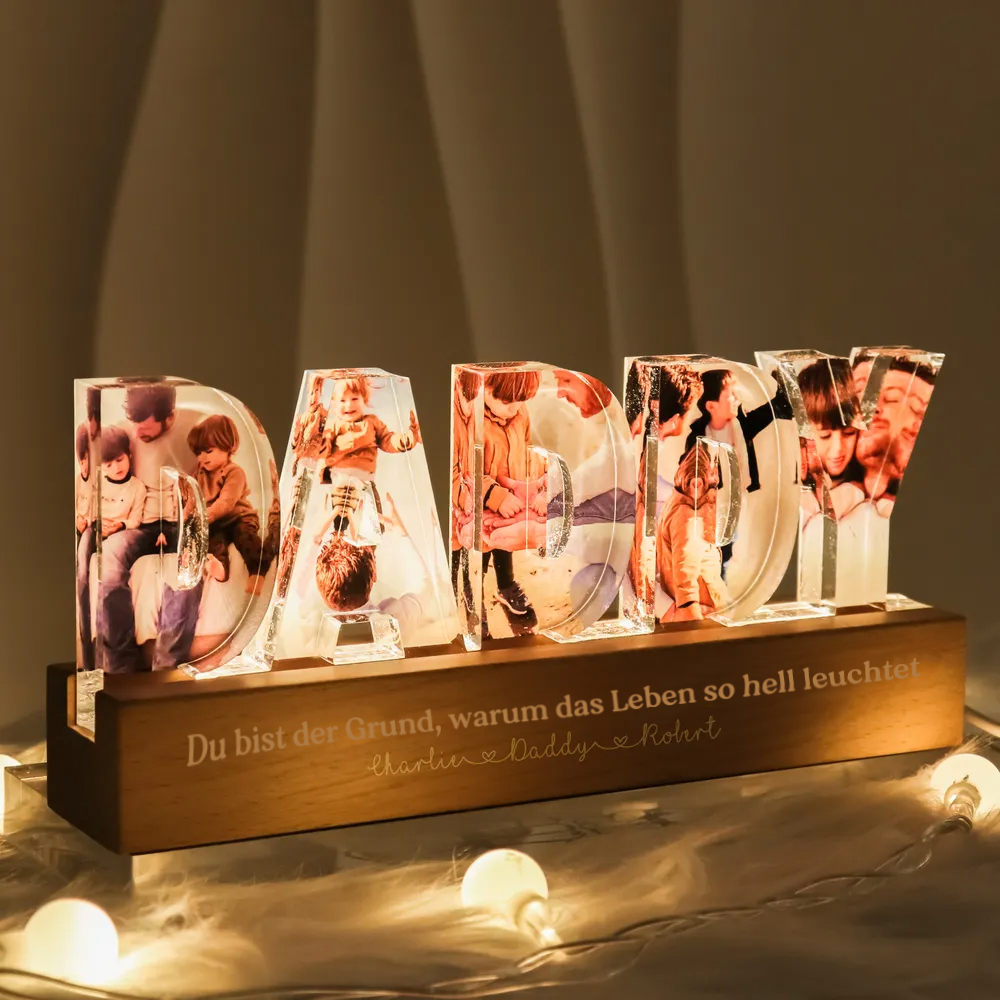 Personalisiertes DADDY-Nachtlicht mit Foto, Sprüche und Namen Geschenke für Papa