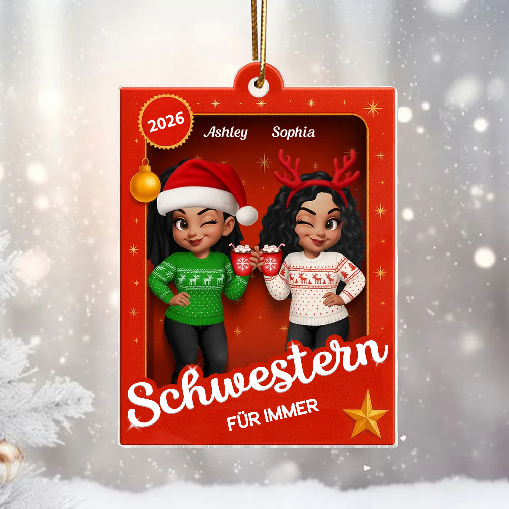 Acrylanhänger mit 2-6 Frauen Christbaumschmuck für beste Freundin und Schwester