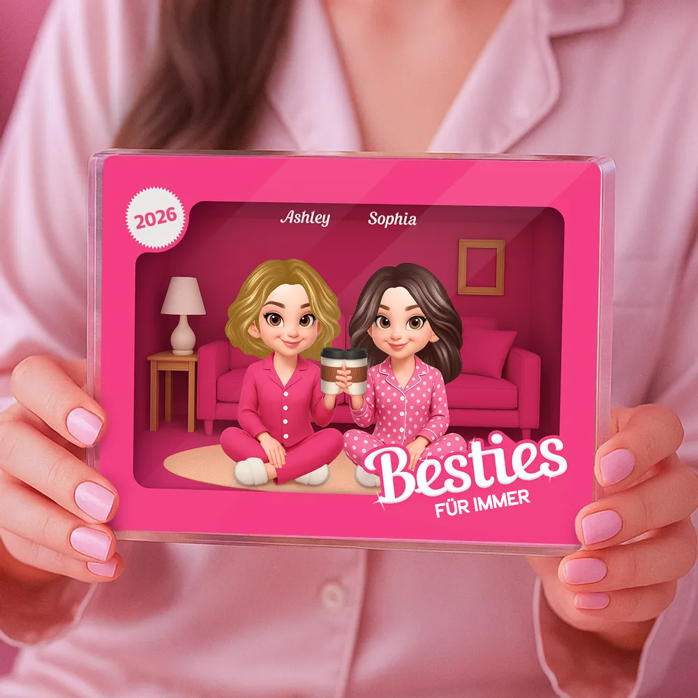 Pyjama-Party-Personalisiertes Acrylblock mit 2-6 Frauen Geschenk für beste Freundin und Schwester