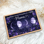 Lila Blumen und Mondphasen Personalisierter Holzaufsteller Geschenk für Mama