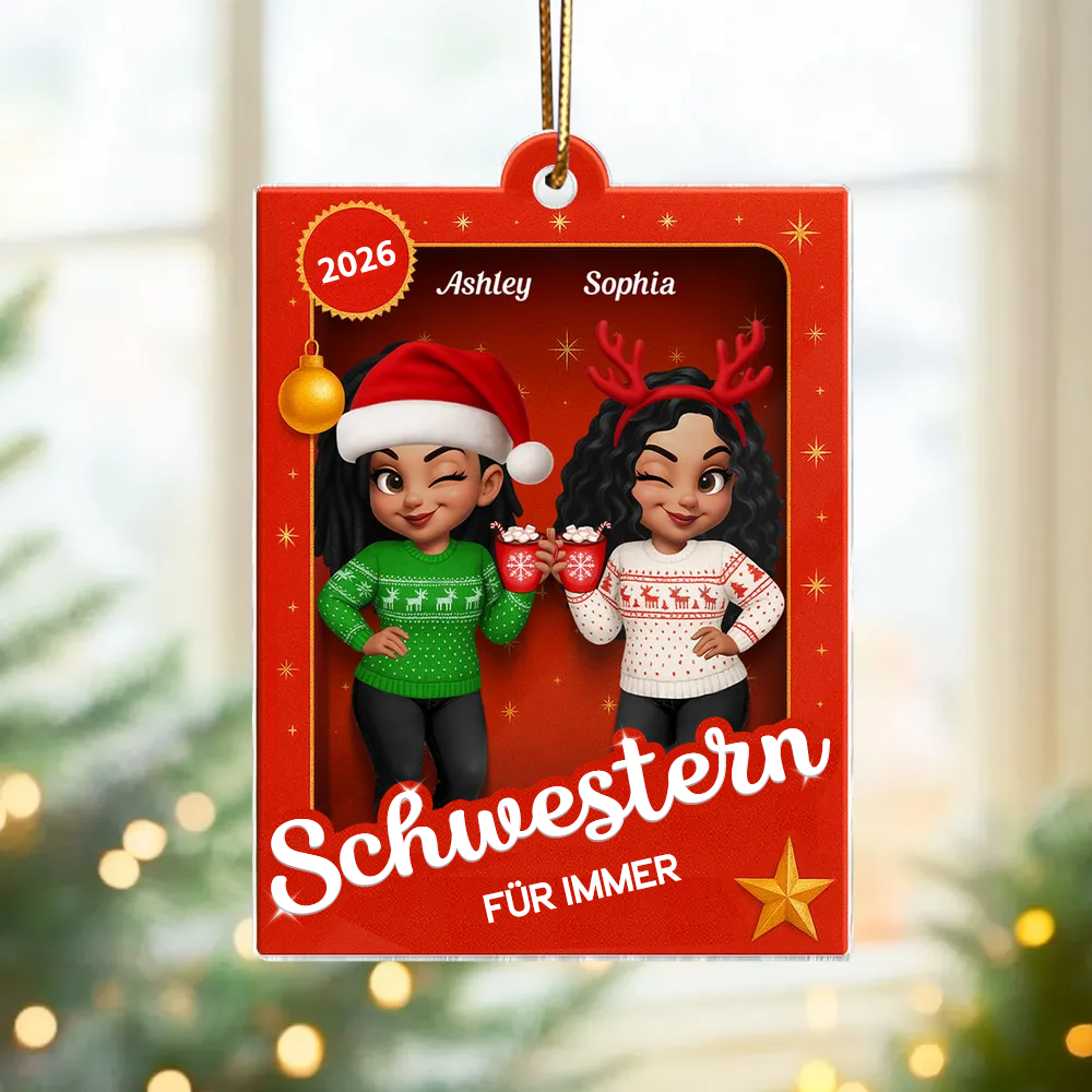 Acrylanhänger mit 2-6 Frauen Christbaumschmuck für beste Freundin und Schwester