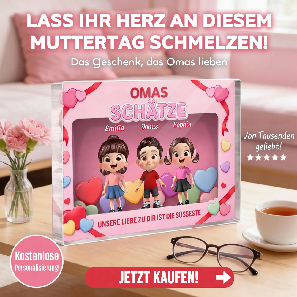Omas Schätze - Personalisierter Acrylblock mit Kinder Geschenk für Mama und Oma