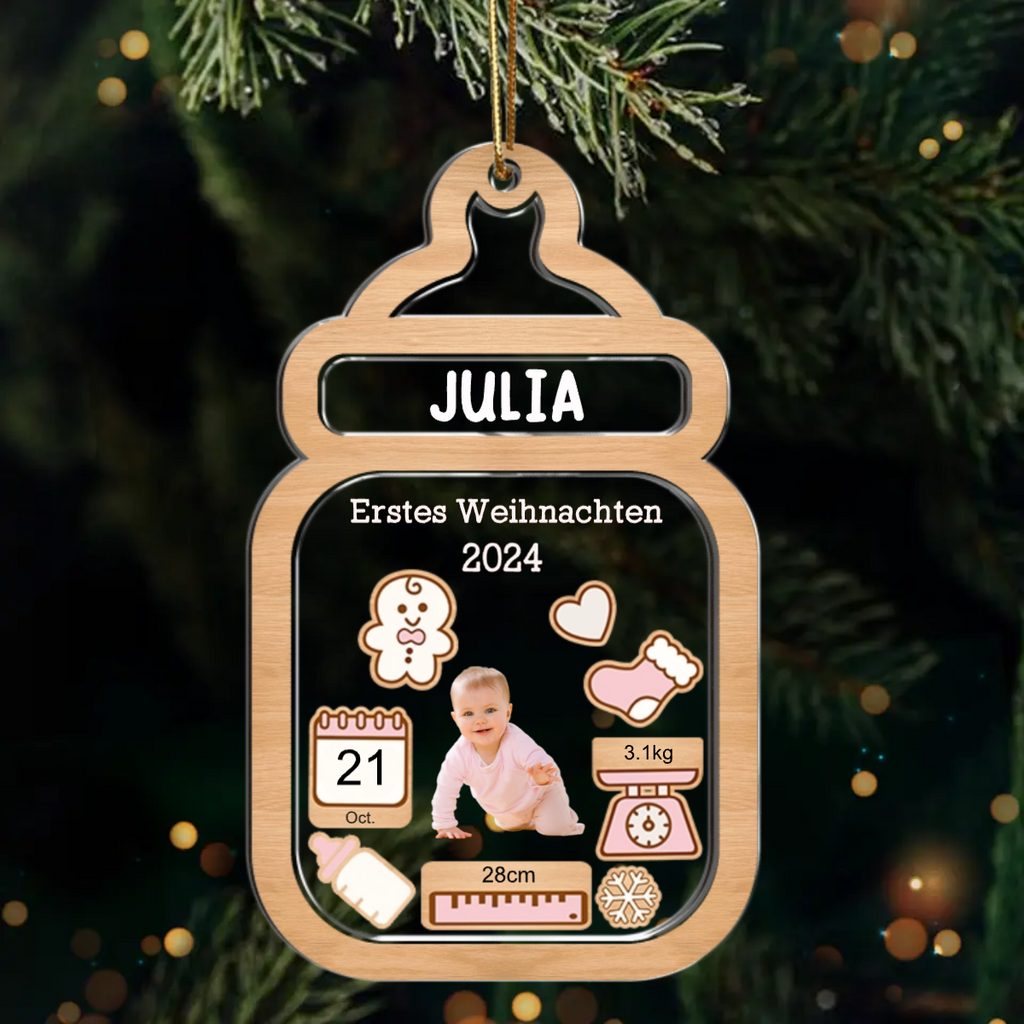 Individuelles schüttelbares Weihnachtsanhänger für Neugeborene