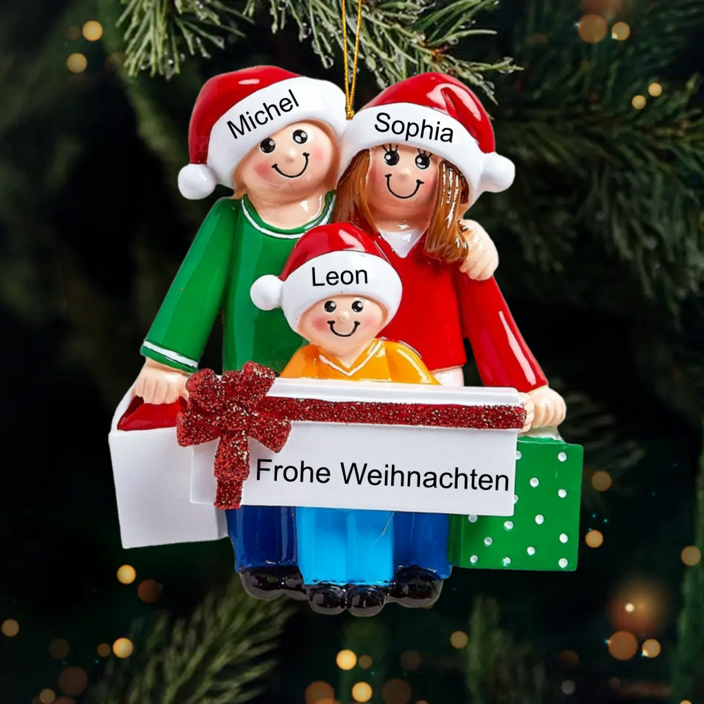 Weihnachtsschmuck Familie mit Geschenke mit Geschenke 3-5 Namen