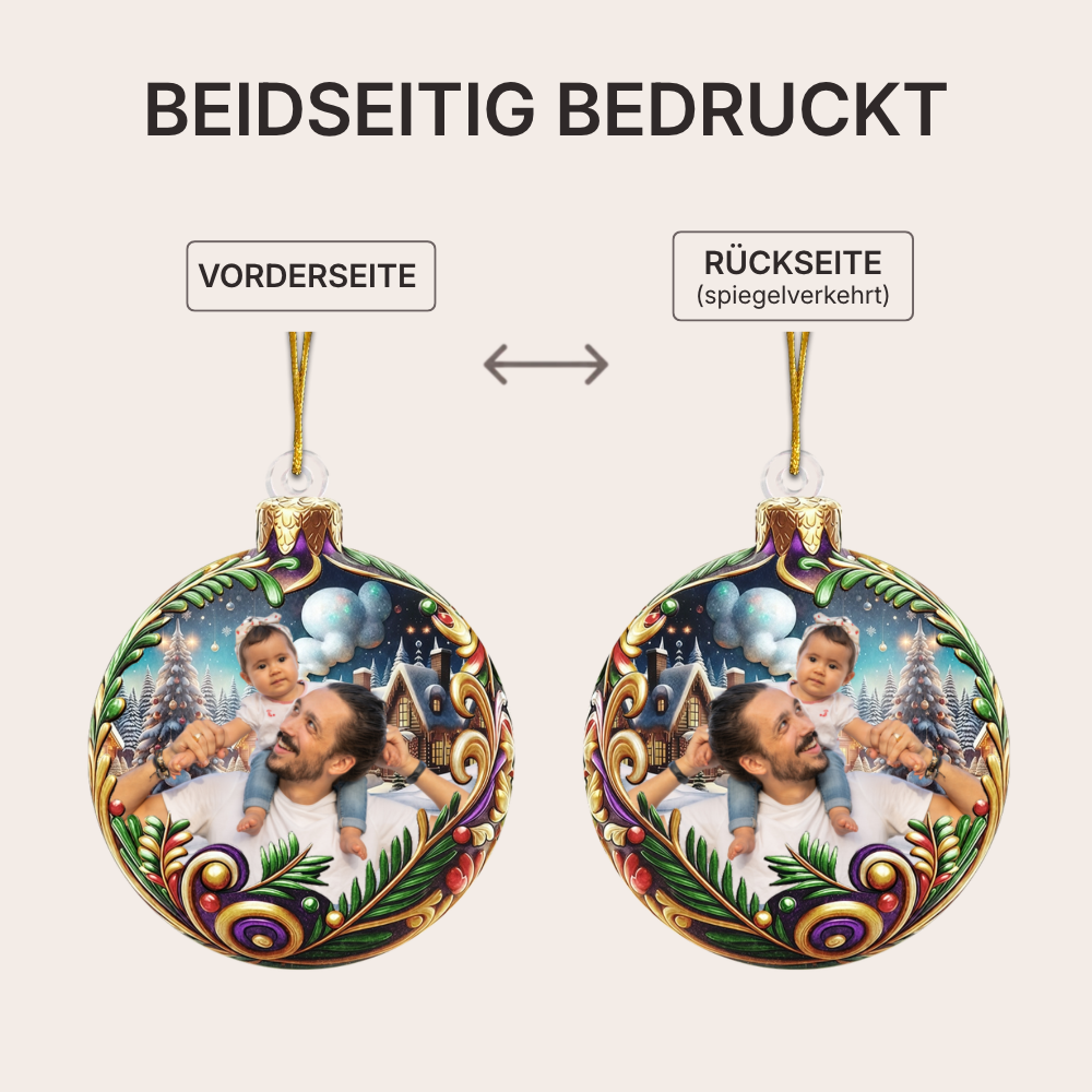 Chrisitbaumschmuck mit Blumenmuster Foto-Ornament für Familie