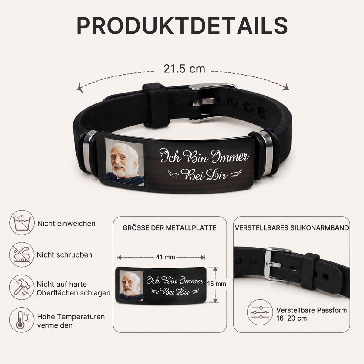 Immer bei dir-Personalisiertes Verstellbares Armband