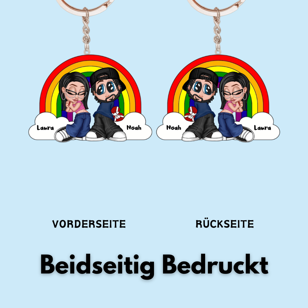 Regenbogen-Paar Personalisiertes Acryl-Schlüsselanhänger für Liebespaar LGBT