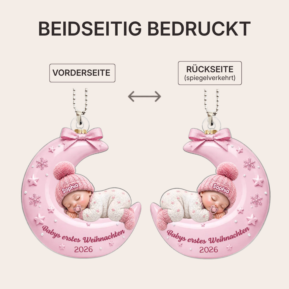 Personalisierter Acryl-Weihnachtsanhänger – Babys erstes Weihnachten mit Namen