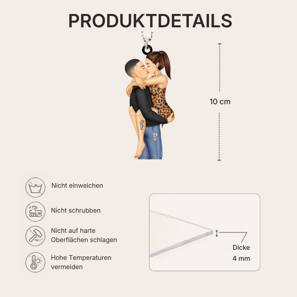 Paar küssen - Jahrestag Geschenk für Paare - personalisierte Acrylanhänger