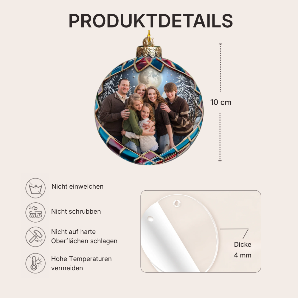 Personalisierter flacher Acryl-Weihnachtsanhänger mit Foto