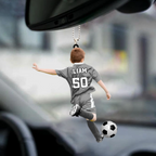 Fußballkind-Personalisierter Autoanhänger aus Acryl Geschenk für Junge