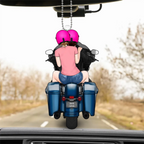 Paar auf Motorrad - Autoanhänger aus Acryl mit Figuren und Namen