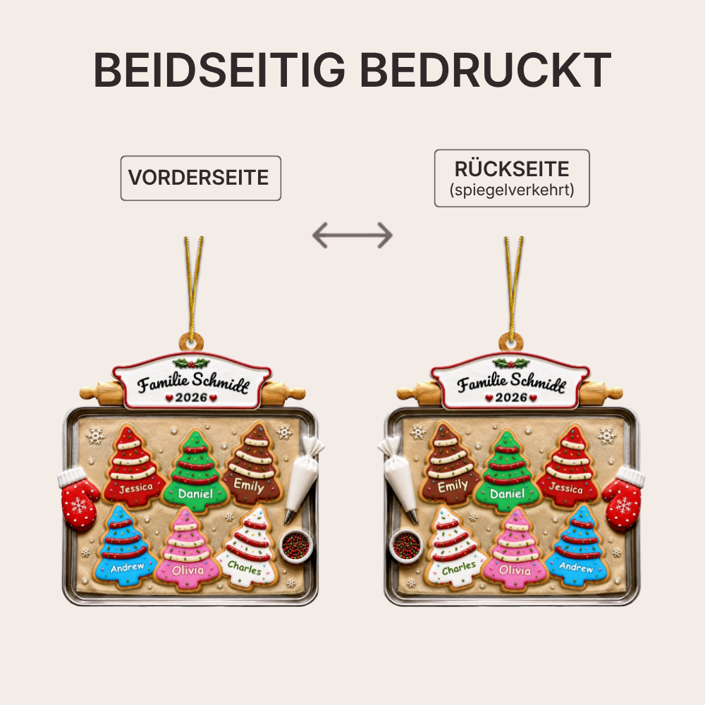 Personalisierter Acryl-Weihnachtsanhänger mit Namen & Text – Lebkuchen-Motiv