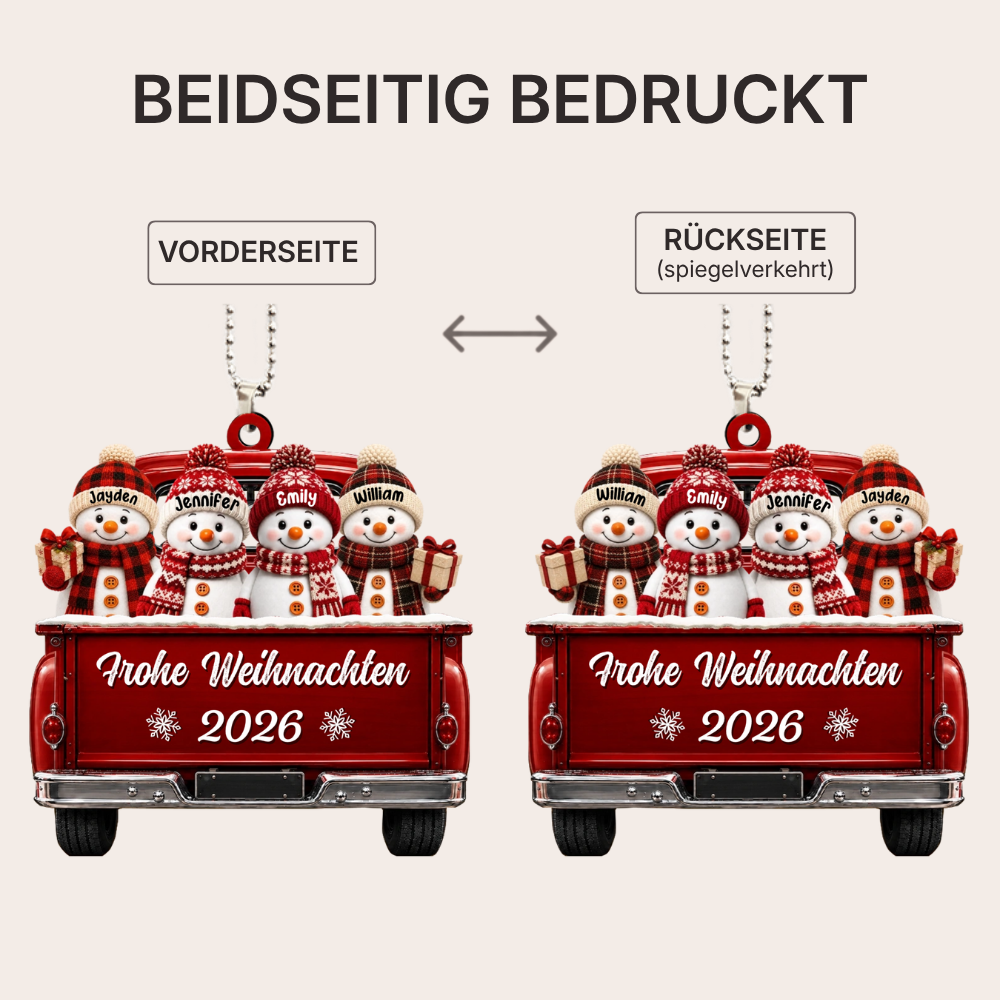Personalisierter Holz-Weihnachtsanhänger – Schneemann-Motiv mit Namen & Text